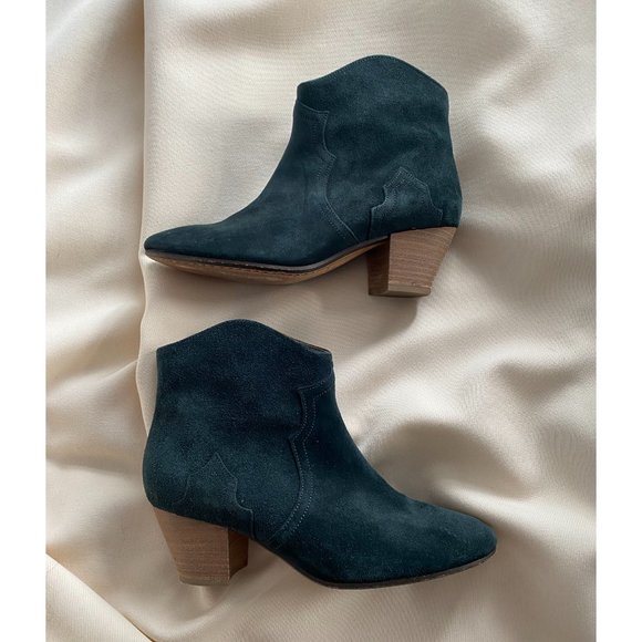 Isabel Marant Dark Green Suede Ankle Boots - Picture 2 of 6